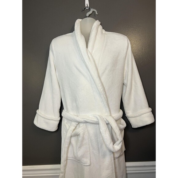 Charter Club Intimates Robe Womens Large White Plush Fleece Shawl Collar Belted - Picture 1 of 7
